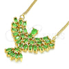 Oro Laminado Pendant Necklace, Gold Filled Style Eagle Design, with Green Cubic Zirconia, Polished, Golden Finish, 04.156.0188.3.20 (02 MM Thickness, 20 Inches Length)