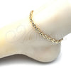 Oro Laminado Fancy Anklet, Gold Filled Style Puff Mariner Design, Polished, Golden Finish, 04.63.1310.10 (Thickness, 10 Inches Length)