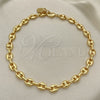Oro Laminado Fancy Anklet, Gold Filled Style Puff Mariner Design, Polished, Golden Finish, 04.63.1310.10 (Thickness, 10 Inches Length)