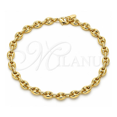 Oro Laminado Fancy Anklet, Gold Filled Style Puff Mariner Design, Polished, Golden Finish, 04.63.1310.10 (Thickness, 10 Inches Length)