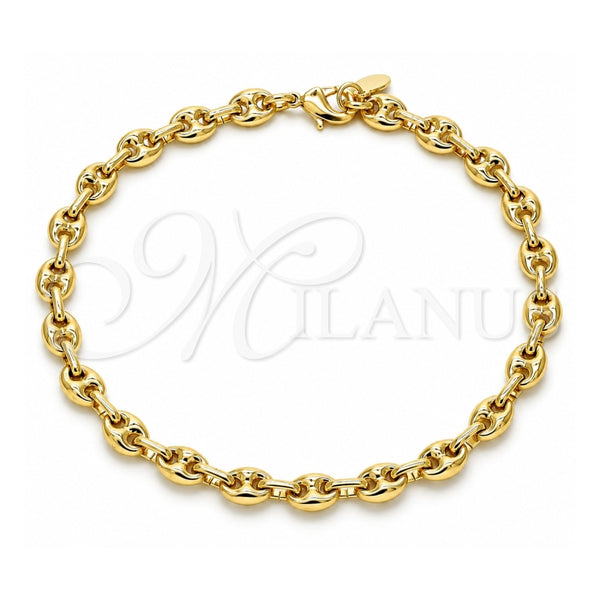 Oro Laminado Fancy Anklet, Gold Filled Style Puff Mariner Design, Polished, Golden Finish, 04.63.1310.10 (Thickness, 10 Inches Length)