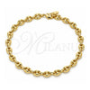 Oro Laminado Fancy Anklet, Gold Filled Style Puff Mariner Design, Polished, Golden Finish, 04.63.1310.10 (Thickness, 10 Inches Length)