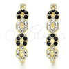 Oro Laminado Small Hoop, Gold Filled Style with Black and White Crystal, Polished, Golden Finish, 02.100.0069.3.15
