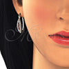 Oro Laminado Small Hoop, Gold Filled Style with Ruby Crystal and White Cubic Zirconia, Polished, Golden Finish, 02.100.0083.1.15