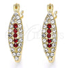 Oro Laminado Small Hoop, Gold Filled Style with Ruby Crystal and White Cubic Zirconia, Polished, Golden Finish, 02.100.0083.1.15