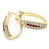 Oro Laminado Small Hoop, Gold Filled Style with Ruby Crystal and White Cubic Zirconia, Polished, Golden Finish, 02.100.0083.1.15
