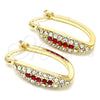 Oro Laminado Small Hoop, Gold Filled Style with Ruby Crystal and White Cubic Zirconia, Polished, Golden Finish, 02.100.0083.1.15