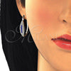 Oro Laminado Small Hoop, Gold Filled Style with Sapphire Blue and White Crystal, Polished, Golden Finish, 02.100.0083.2.15