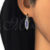 Oro Laminado Small Hoop, Gold Filled Style with Sapphire Blue and White Crystal, Polished, Golden Finish, 02.100.0083.2.15