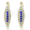 Oro Laminado Small Hoop, Gold Filled Style with Sapphire Blue and White Crystal, Polished, Golden Finish, 02.100.0083.2.15