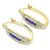 Oro Laminado Small Hoop, Gold Filled Style with Sapphire Blue and White Crystal, Polished, Golden Finish, 02.100.0083.2.15