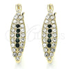Oro Laminado Small Hoop, Gold Filled Style with Green and White Crystal, Polished, Golden Finish, 02.100.0083.3.15