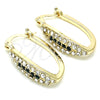 Oro Laminado Small Hoop, Gold Filled Style with Green and White Crystal, Polished, Golden Finish, 02.100.0083.3.15