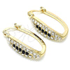 Oro Laminado Small Hoop, Gold Filled Style with Black and White Crystal, Polished, Golden Finish, 02.100.0083.4.15