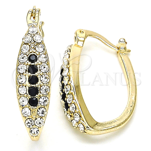 Gold Filled Hoop Earrings — Small Hoop with Black and White Crystal Polished — main product view — SKU 126688 | Oro Laminado aretes de aro — Small Hoop with negro and cristal blanco pulido — SKU 126688
