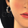 Oro Laminado Small Hoop, Gold Filled Style with Green and White Crystal, Polished, Golden Finish, 02.100.0073.2.20