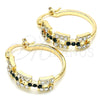 Oro Laminado Small Hoop, Gold Filled Style with Green and White Crystal, Polished, Golden Finish, 02.100.0073.2.20