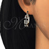 Oro Laminado Small Hoop, Gold Filled Style with Black and White Crystal, Polished, Golden Finish, 02.100.0073.3.20