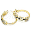 Oro Laminado Small Hoop, Gold Filled Style with Black and White Crystal, Polished, Golden Finish, 02.100.0073.3.20