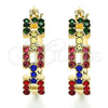 Oro Laminado Small Hoop, Gold Filled Style with Multicolor Crystal, Polished, Golden Finish, 02.100.0073.4.20