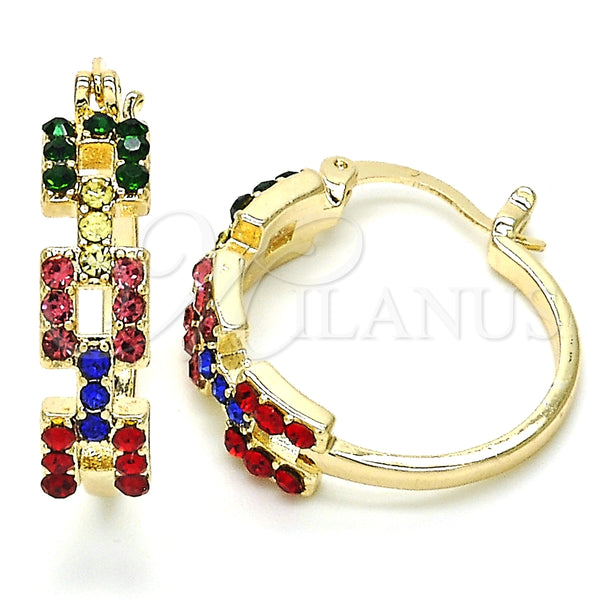 Gold Filled Hoop Earrings — Small Hoop with Multicolor Crystal Polished 02. — main product view — SKU 126692 | Oro Laminado aretes de aro — Small Hoop with Multicolor cristal pulido 02. — SKU 126692