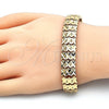 Oro Laminado Fancy Bracelet, Gold Filled Style Diamond Cutting Finish, Golden Finish, 03.100.0058.07 (13 MM Thickness, 7 Inches Length)