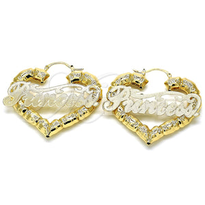 Gold Filled Hoop Earrings — Large Hoop Nameplate and Bamboo Design Polished 02.63. — main product view — SKU 126702 | Oro Laminado aretes de aro — Large Hoop Nameplate and Bamboo diseño pulido 02.63. — SKU 126702