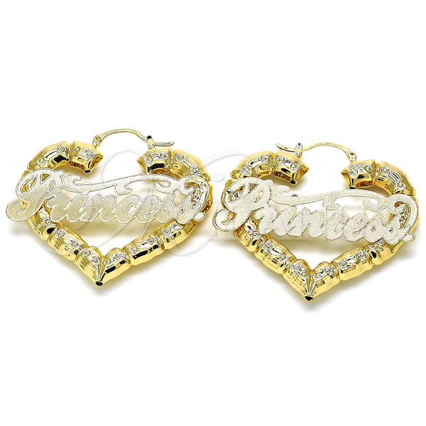 Gold Filled Hoop Earrings — Large Hoop Nameplate and Bamboo Design Polished 02.63. — main product view — SKU 126702 | Oro Laminado aretes de aro — Large Hoop Nameplate and Bamboo diseño pulido 02.63. — SKU 126702