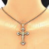 Oro Laminado Religious Pendant, Gold Filled Style Crucifix Design, with White Cubic Zirconia, Polished, Golden Finish, 05.213.0060