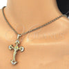 Oro Laminado Religious Pendant, Gold Filled Style Crucifix Design, with White Cubic Zirconia, Polished, Golden Finish, 05.213.0060
