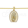 Oro Laminado Pendant Necklace, Gold Filled Style Guadalupe Design, Polished, Golden Finish, 04.106.0043.1.20 (02 MM Thickness, 20 Inches Length)
