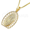 Oro Laminado Pendant Necklace, Gold Filled Style Guadalupe Design, Polished, Golden Finish, 04.106.0043.1.20 (02 MM Thickness, 20 Inches Length)