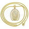 Oro Laminado Pendant Necklace, Gold Filled Style Guadalupe Design, Polished, Golden Finish, 04.106.0043.1.20 (02 MM Thickness, 20 Inches Length)