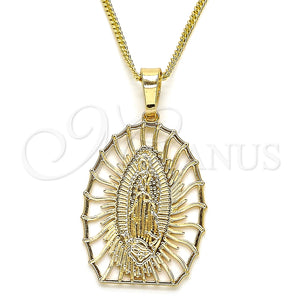 Gold Filled Necklace — Pendant Necklace Guadalupe Design Polished 04. 02 MM — main product view — SKU 126705 | Oro Laminado collar — Pendant Necklace Guadalupe diseño pulido 04. 02 MM — SKU 126705