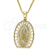 Oro Laminado Pendant Necklace, Gold Filled Style Guadalupe Design, Polished, Golden Finish, 04.106.0043.1.20 (02 MM Thickness, 20 Inches Length)
