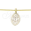 Oro Laminado Pendant Necklace, Gold Filled Style Divino NiÃ±o Design, Polished, Tricolor, 04.106.0046.20 (02 MM Thickness, 20 Inches Length)