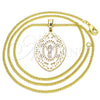 Oro Laminado Pendant Necklace, Gold Filled Style Divino NiÃ±o Design, Polished, Tricolor, 04.106.0046.20 (02 MM Thickness, 20 Inches Length)