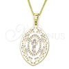 Oro Laminado Pendant Necklace, Gold Filled Style Divino NiÃ±o Design, Polished, Tricolor, 04.106.0046.20 (02 MM Thickness, 20 Inches Length)