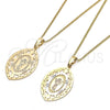 Oro Laminado Pendant Necklace, Gold Filled Style Divino NiÃ±o Design, Polished, Tricolor, 04.106.0046.20 (02 MM Thickness, 20 Inches Length)