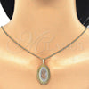 Oro Laminado Pendant Necklace, Gold Filled Style Guadalupe Design, Polished, Tricolor, 04.106.0047.20 (02 MM Thickness, 20 Inches Length)