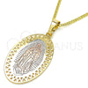 Oro Laminado Pendant Necklace, Gold Filled Style Guadalupe Design, Polished, Tricolor, 04.106.0047.20 (02 MM Thickness, 20 Inches Length)