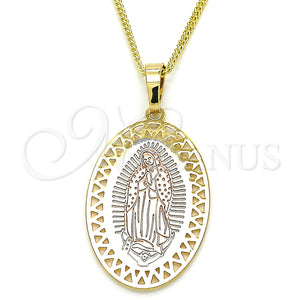 Gold Filled Necklace — Pendant Necklace Guadalupe Design Polished Tricolor 04. 02 — main product view — SKU 126708 | Oro Laminado collar — Pendant Necklace Guadalupe diseño pulido Tricolor 04. 02 — SKU 126708