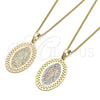 Oro Laminado Pendant Necklace, Gold Filled Style Guadalupe Design, Polished, Tricolor, 04.106.0047.20 (02 MM Thickness, 20 Inches Length)