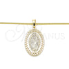 Oro Laminado Pendant Necklace, Gold Filled Style Guadalupe Design, Polished, Golden Finish, 04.106.0047.1.20 (02 MM Thickness, 20 Inches Length)