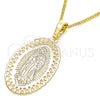 Oro Laminado Pendant Necklace, Gold Filled Style Guadalupe Design, Polished, Golden Finish, 04.106.0047.1.20 (02 MM Thickness, 20 Inches Length)