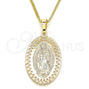 Oro Laminado Pendant Necklace, Gold Filled Style Guadalupe Design, Polished, Golden Finish, 04.106.0047.1.20 (02 MM Thickness, 20 Inches Length)