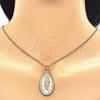 Oro Laminado Pendant Necklace, Gold Filled Style Guadalupe Design, Polished, Tricolor, 04.106.0050.20 (02 MM Thickness, 20 Inches Length)