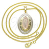 Oro Laminado Pendant Necklace, Gold Filled Style Guadalupe Design, Polished, Tricolor, 04.106.0050.20 (02 MM Thickness, 20 Inches Length)