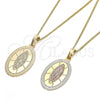 Oro Laminado Pendant Necklace, Gold Filled Style Guadalupe Design, Polished, Tricolor, 04.106.0050.20 (02 MM Thickness, 20 Inches Length)