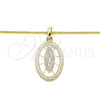 Oro Laminado Pendant Necklace, Gold Filled Style Guadalupe Design, Polished, Golden Finish, 04.106.0050.1.20 (02 MM Thickness, 20 Inches Length)